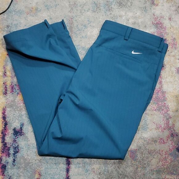 Nike Tour Performance Golf Pants in Teal Blue Pin Stripe Size 38x30 - Picture 15 of 15